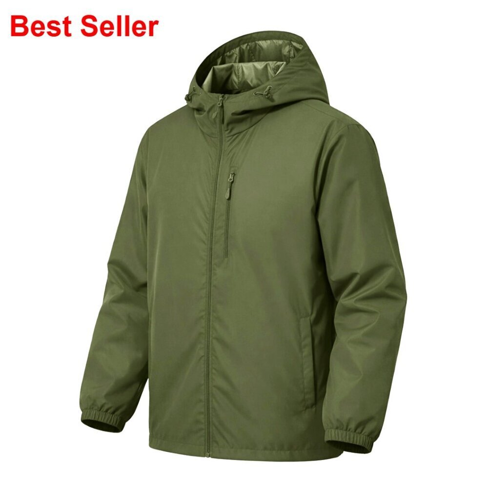 Men's Waterproof Windbreaker Cycling Jacket Lightweight Packable Hood